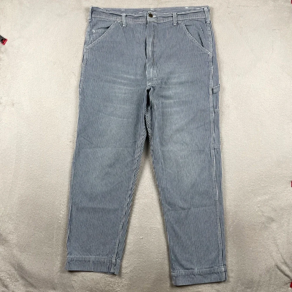 Stan Ray Carpenter Pants Mens 36x29 Blue Hickory Stripe Workwear USA Made READ